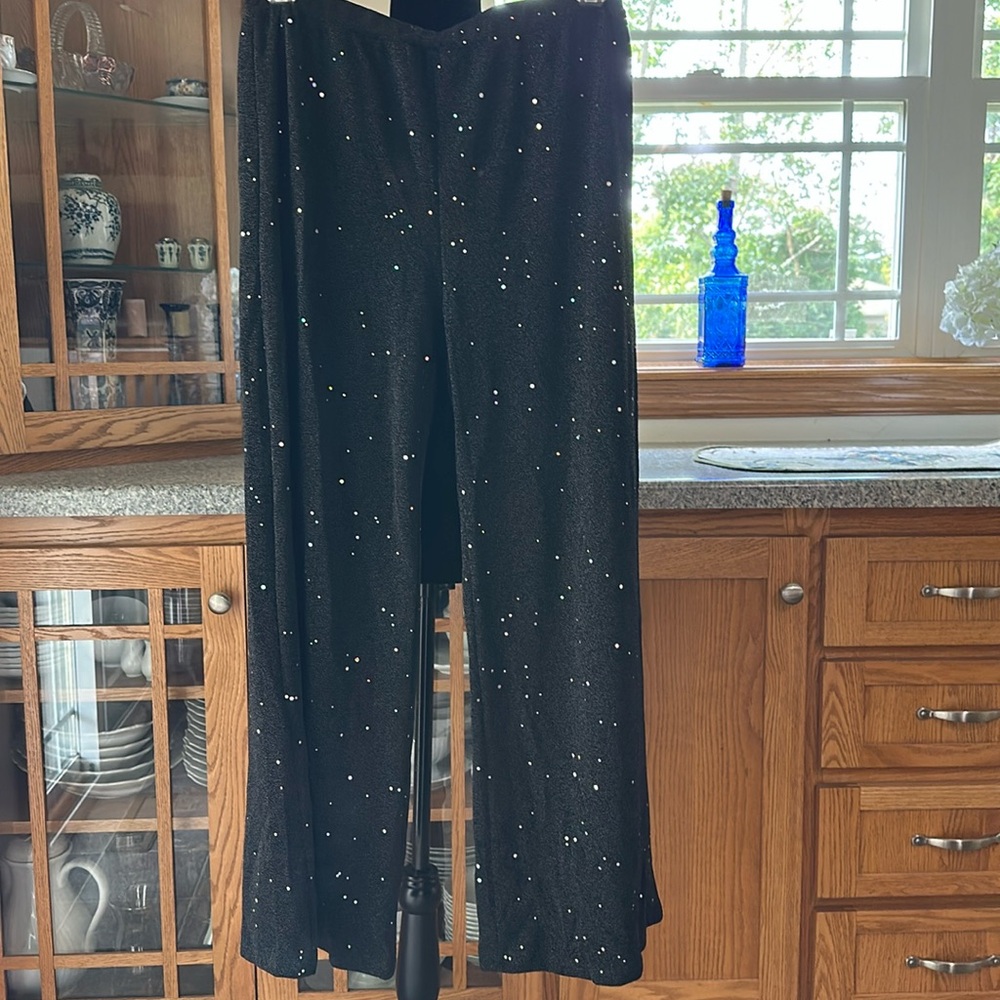 Black Wide Leg Sparkle Trousers